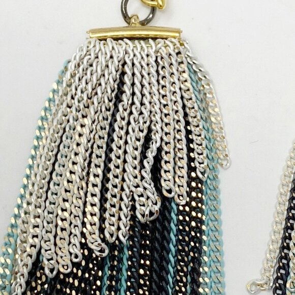 Tri-color Chain Dangle Statement Earrings - Picture 5 of 9